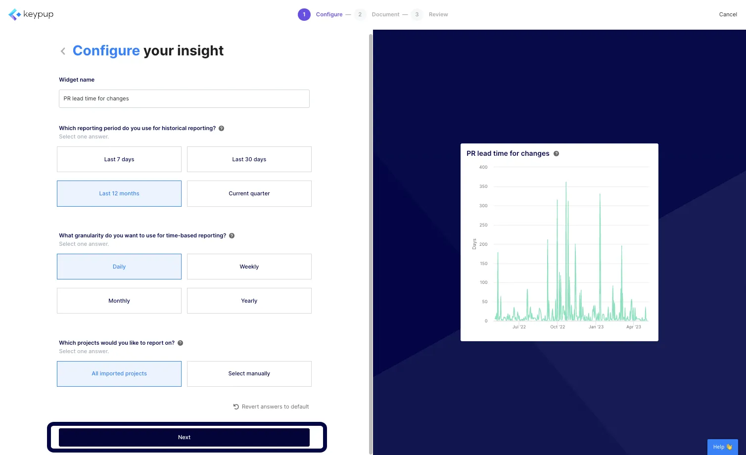 Once done, click on the "Next" button at the bottom of the page.