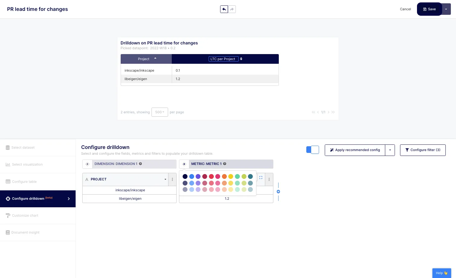 Don't forget to "Save" your drill-down using the top right button.