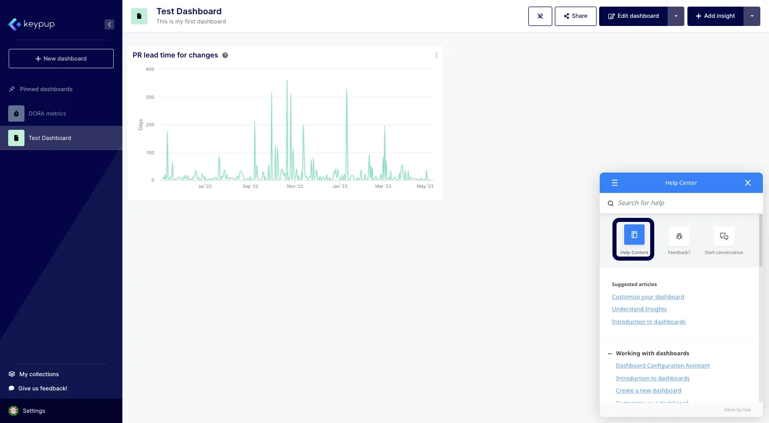 From there, you can quickly access to recommended articles, provide feedback or even start a conversation with us. To open the full product documentation, click on "Help Content" button located on the top left. Alternatively, you can type in what you're searching for.