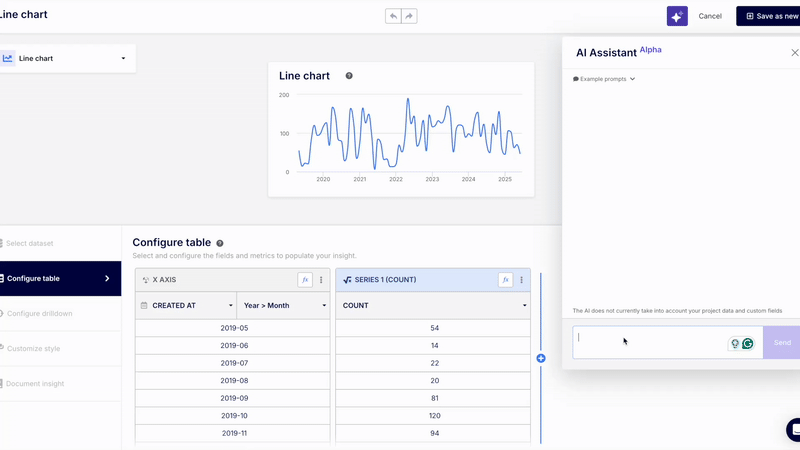 Keypup's AI Assistant allows you to generate advanced metrics and reports based on human-friendly and business-oriented prompts