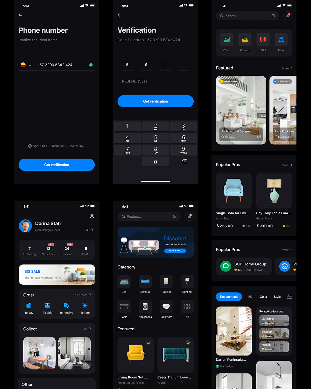 Screens 2 , Dark Mode