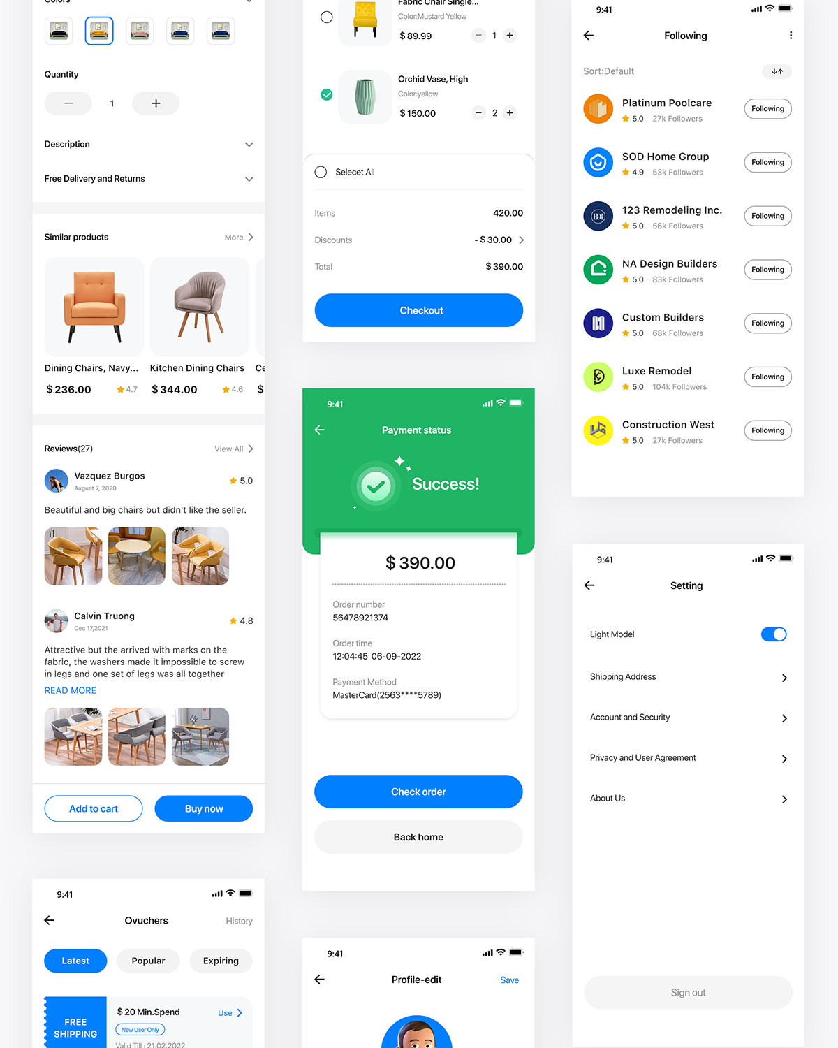 Screens 1 , Light Mode