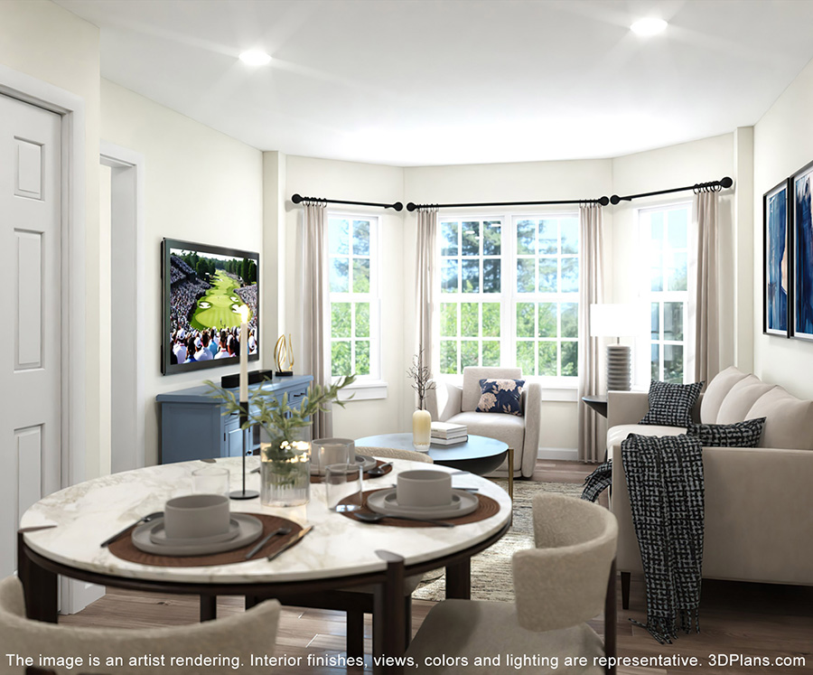 Greyson West apartment living room rendering