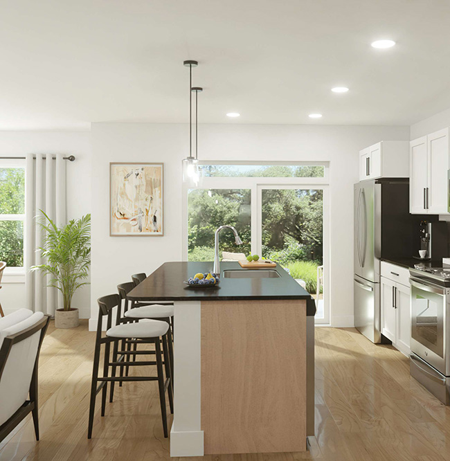 Luminary apartment kitchen rendering