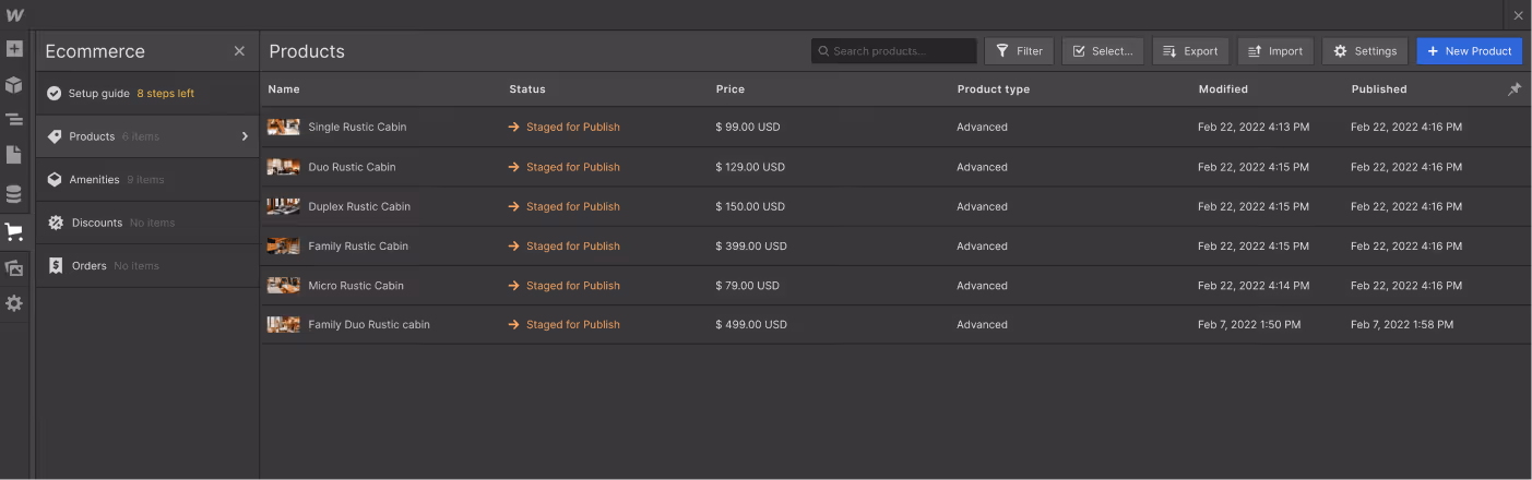 eCommerce Collection - Rental X Webflow Template