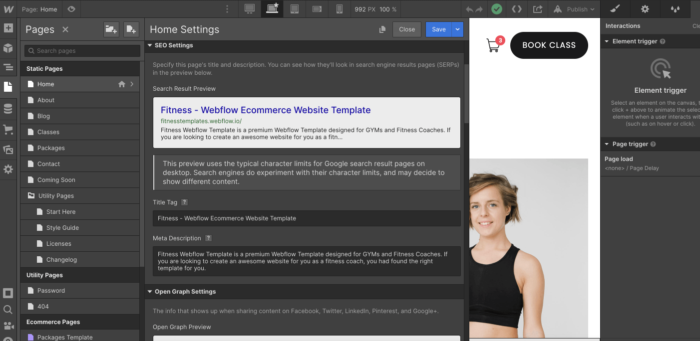 SEO - Fitness X Webflow Template