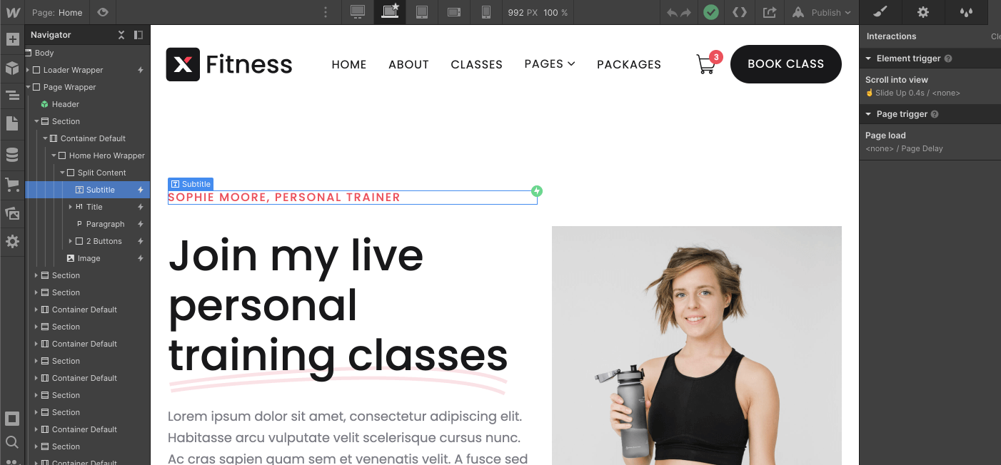 Animations - Fitness X Webflow Template