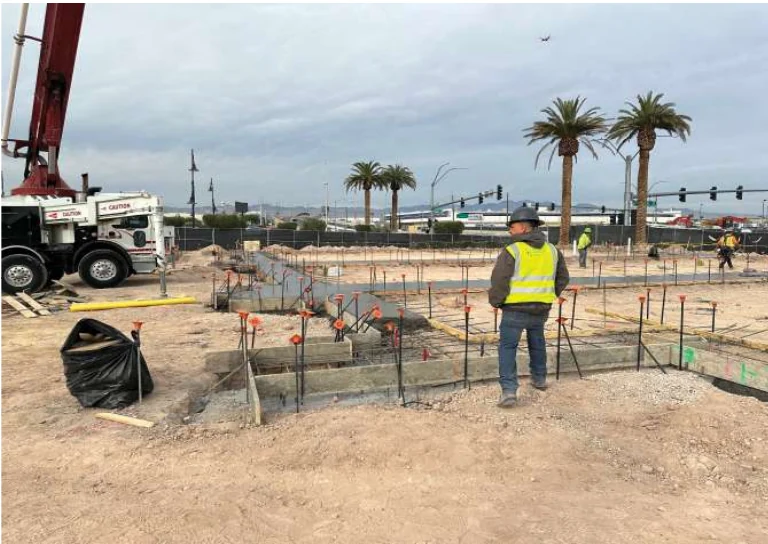 Town Square Pad 2 foundations and sitework during construction