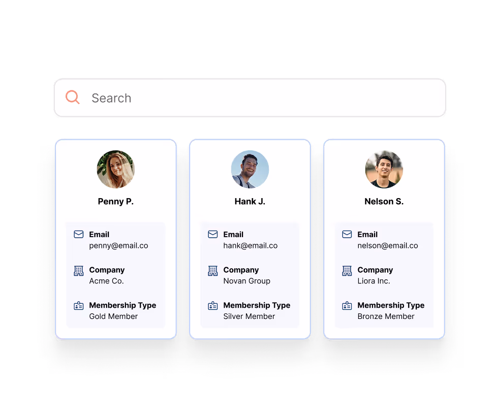 Search by name, company, or address