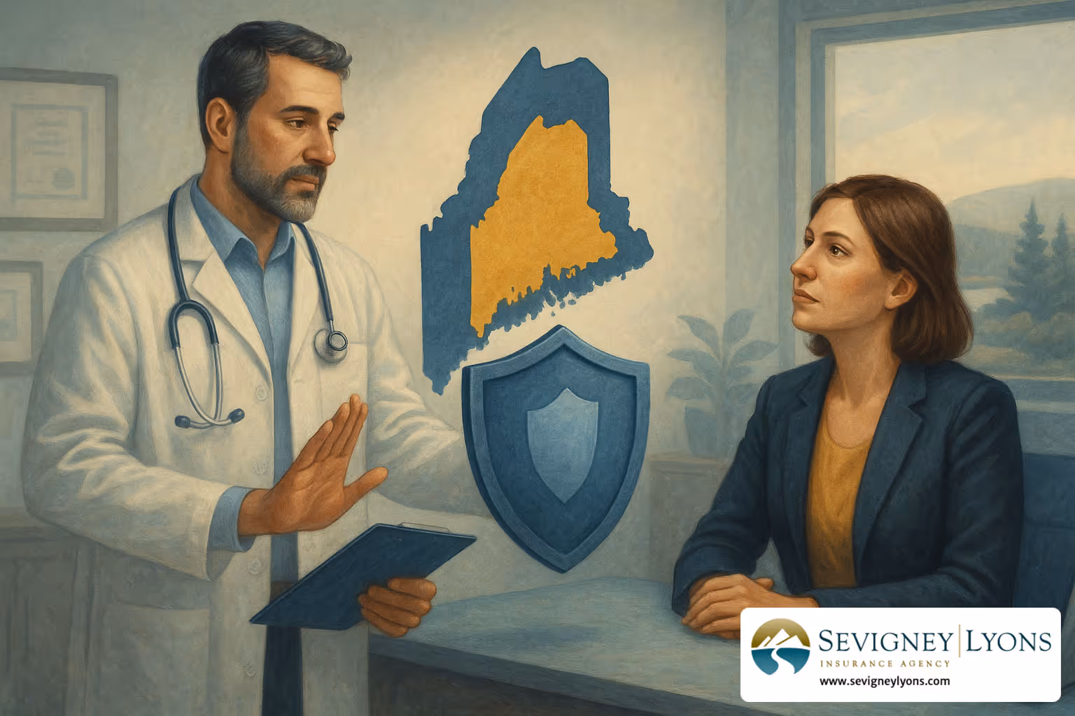 conceptual image depicting professional liability insurance coverage in Maine