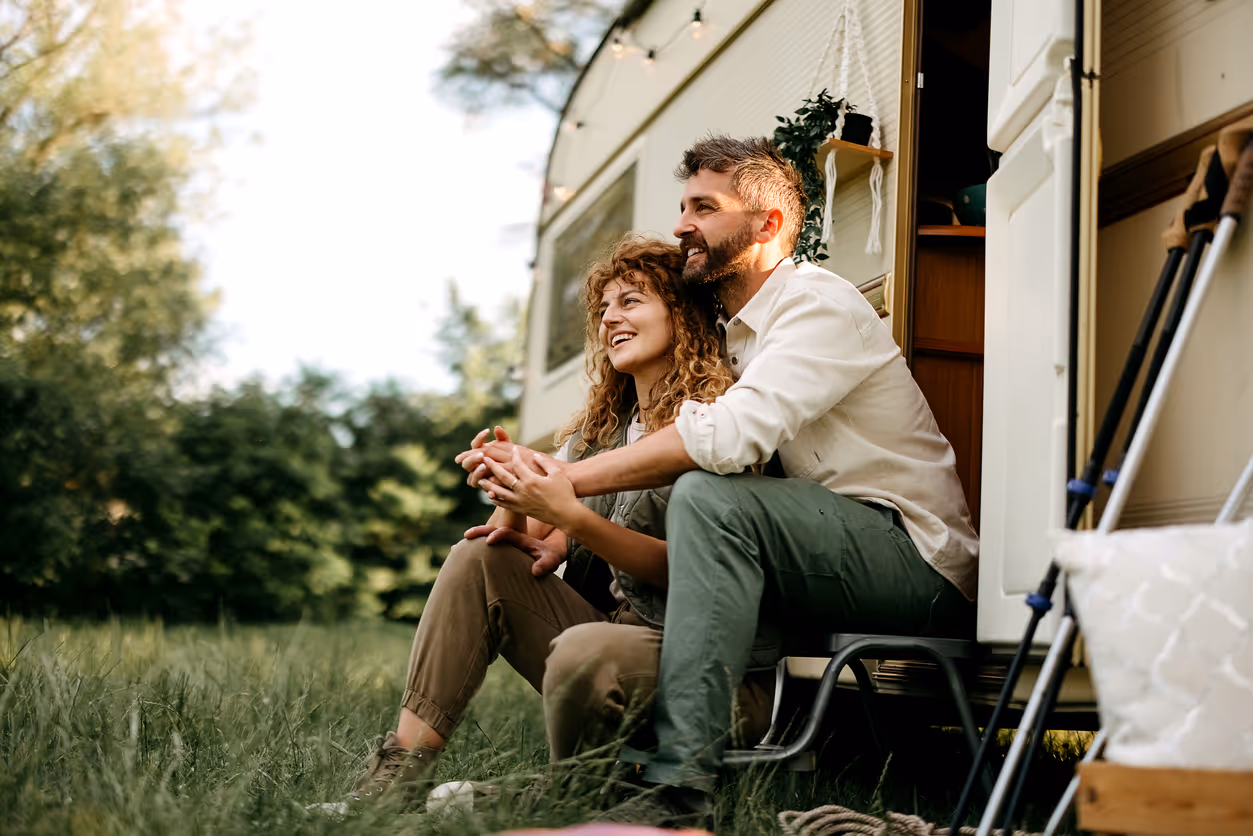 Couple enjoying camping