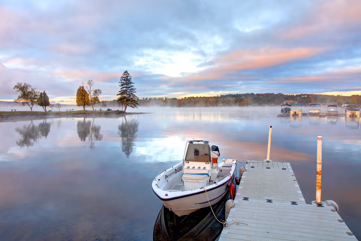 boat on lake in maine