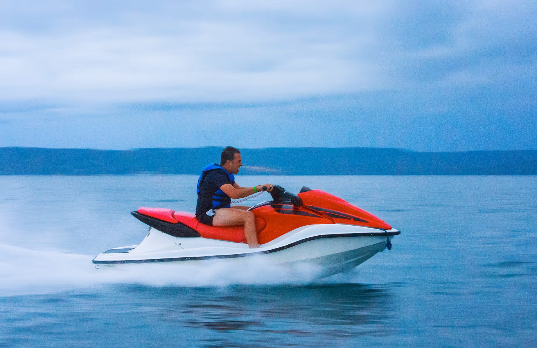 Man ridding a jet ski