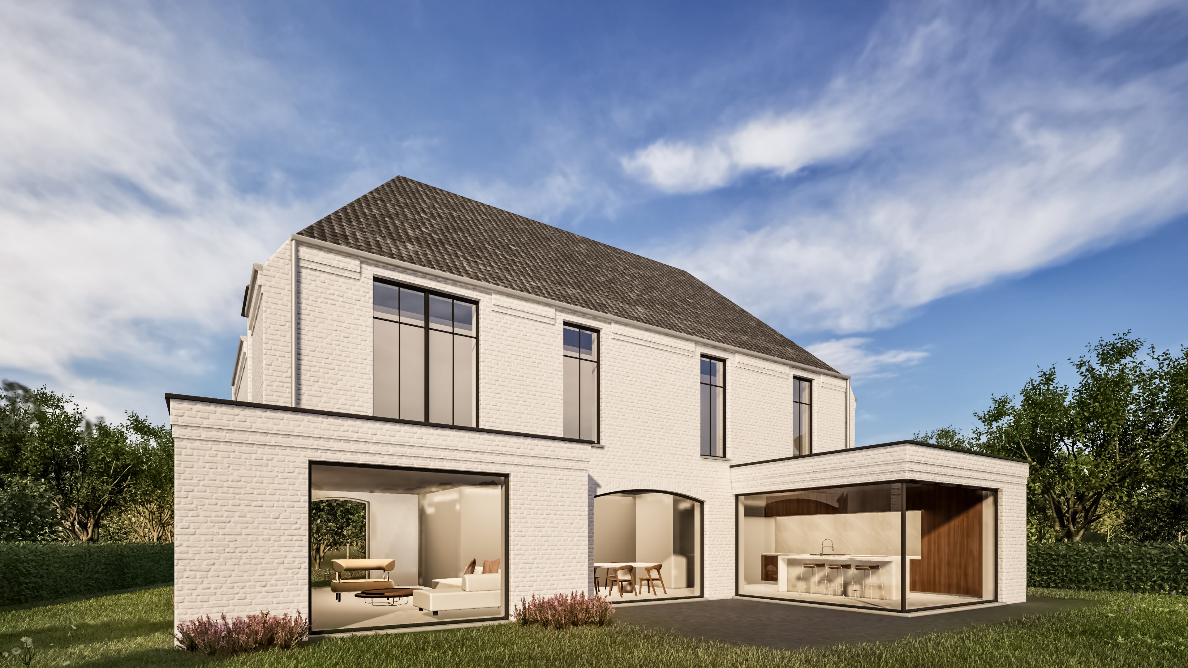 landelijkmodern, manoir architectuur, kalei, architect Hasselt, architectuur, landelijke architectuur, architect limburg, manoir stijl, manoir architect, architect limburg