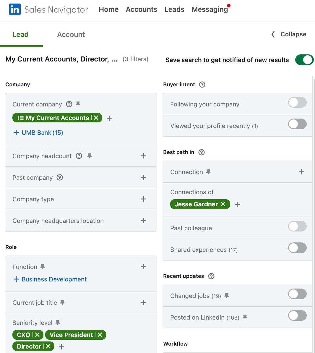 Sales Nav Filters