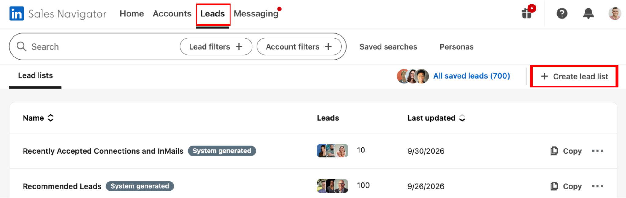 Create a target account lead list in Sales Navigator