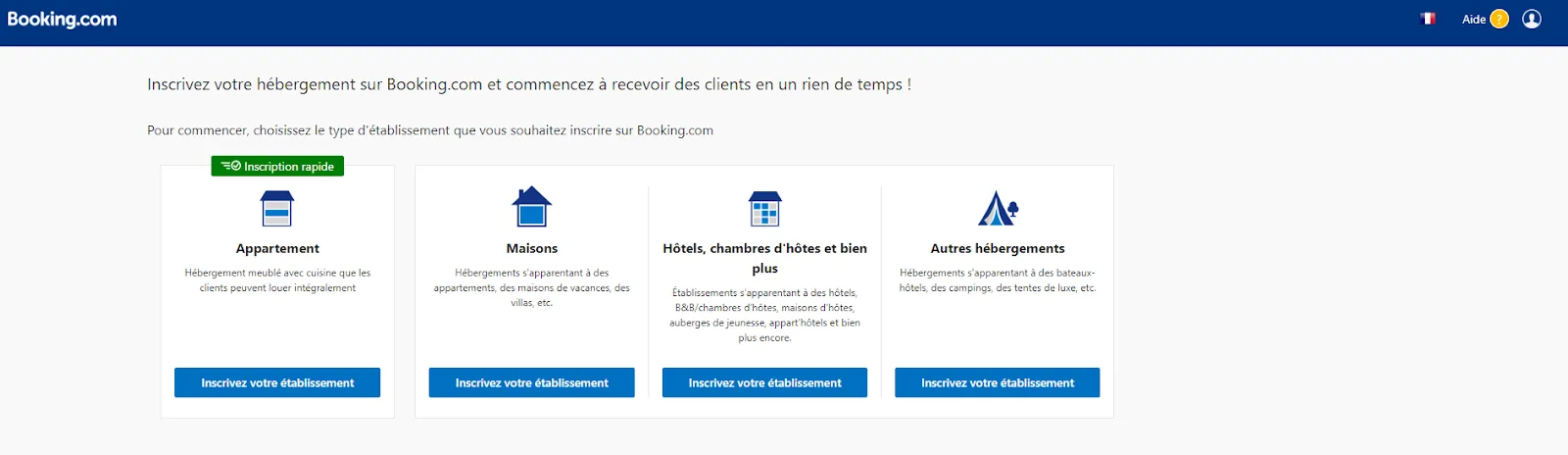 Inscription Extranet Booking com mon compte