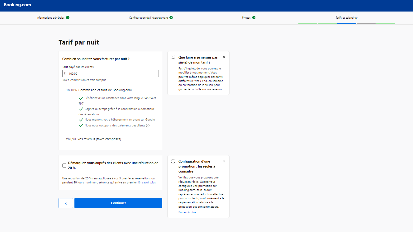 tarifs louer sur booking