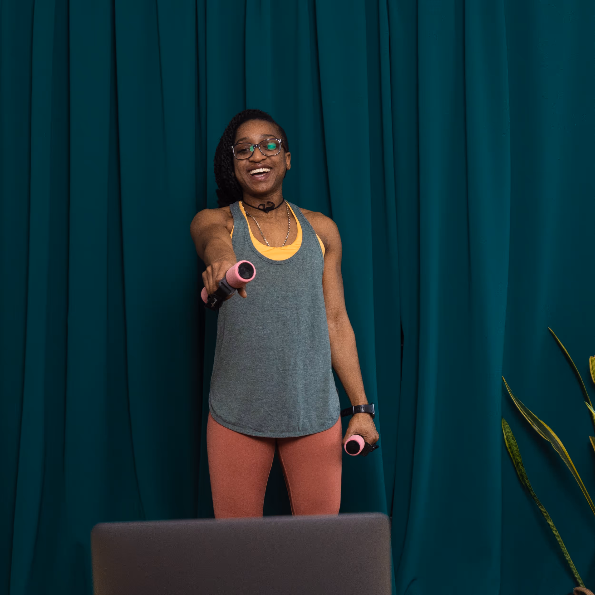 Personal Trainer Kerline Charles is having an online training session with one of her customers