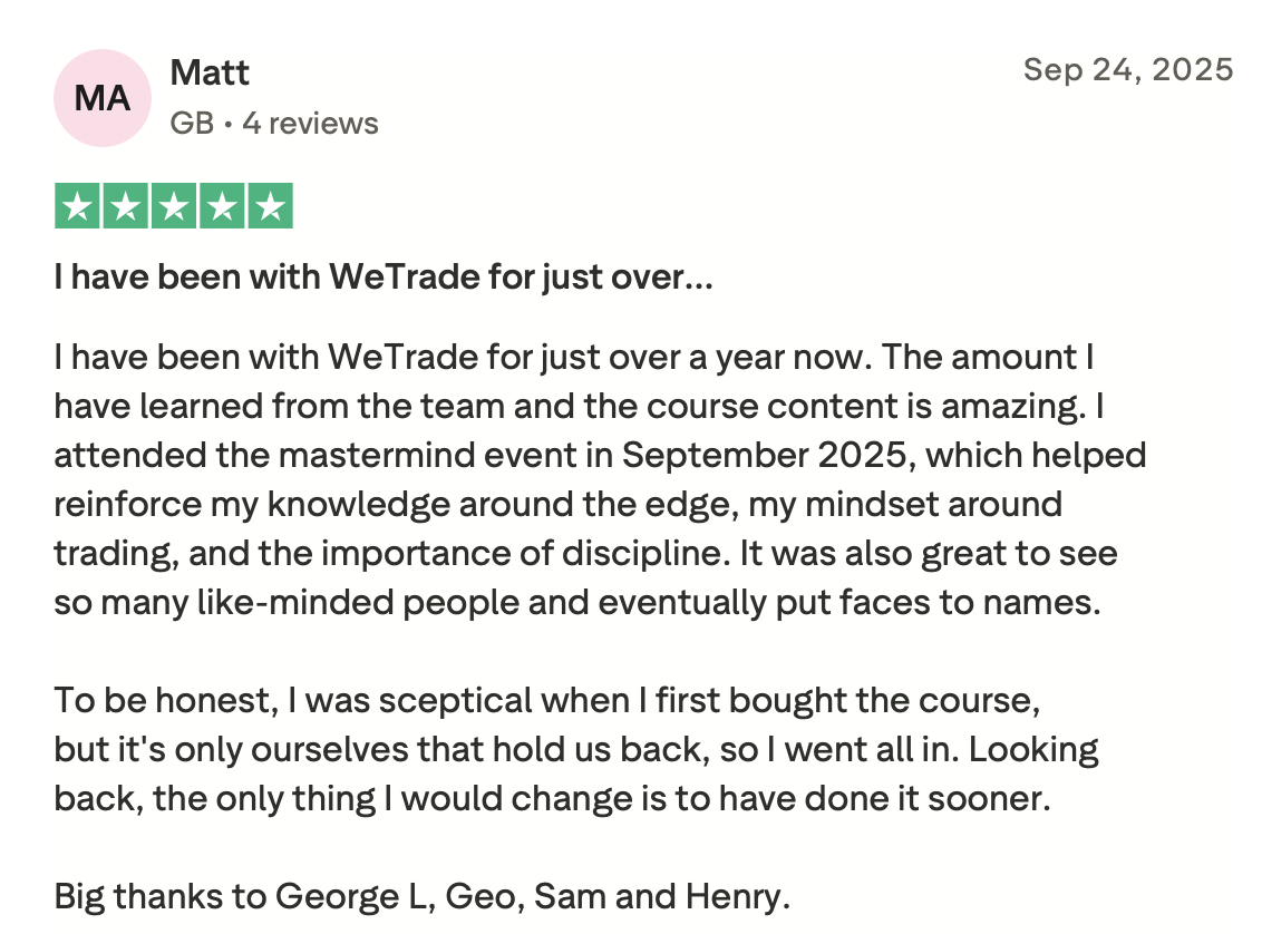 WeTrade Trustpilot review