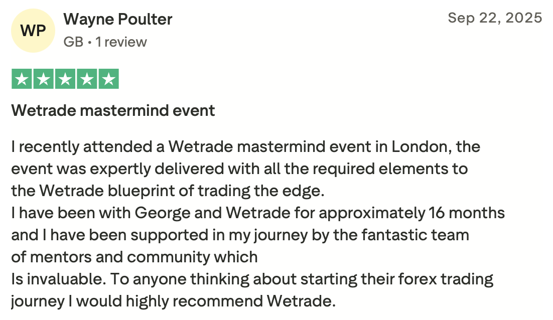 WeTrade Trustpilot review