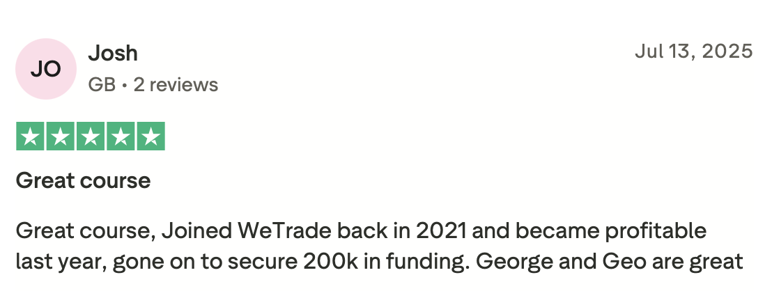 WeTrade Trustpilot review