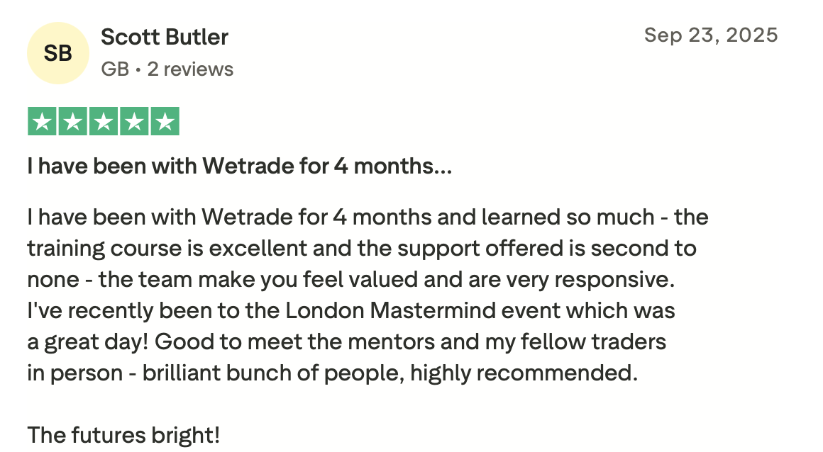 WeTrade Trustpilot review