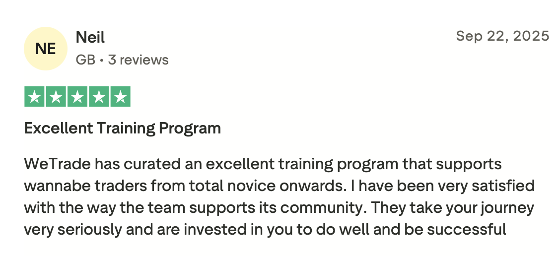 WeTrade Trustpilot review