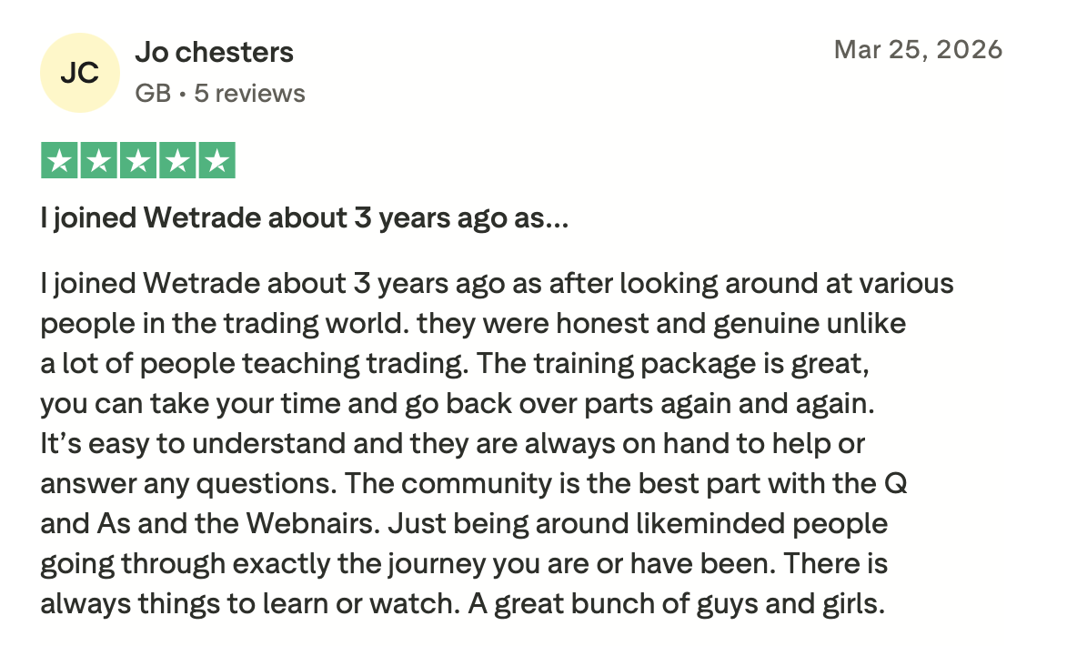 WeTrade Trustpilot review