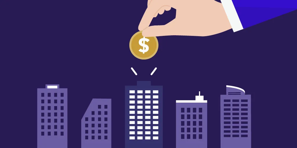 Investing money on companies vector