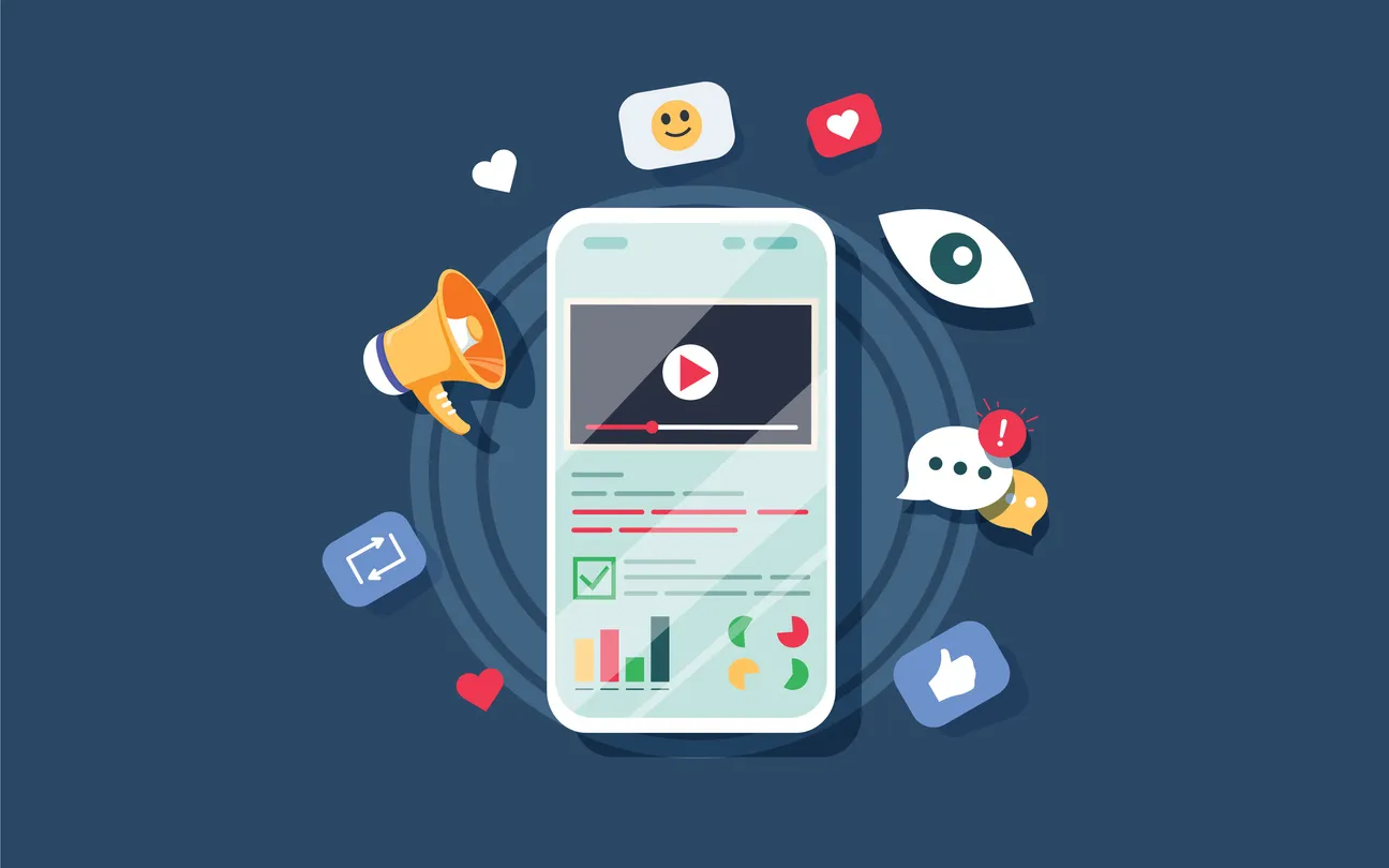 Social media video marketing vector