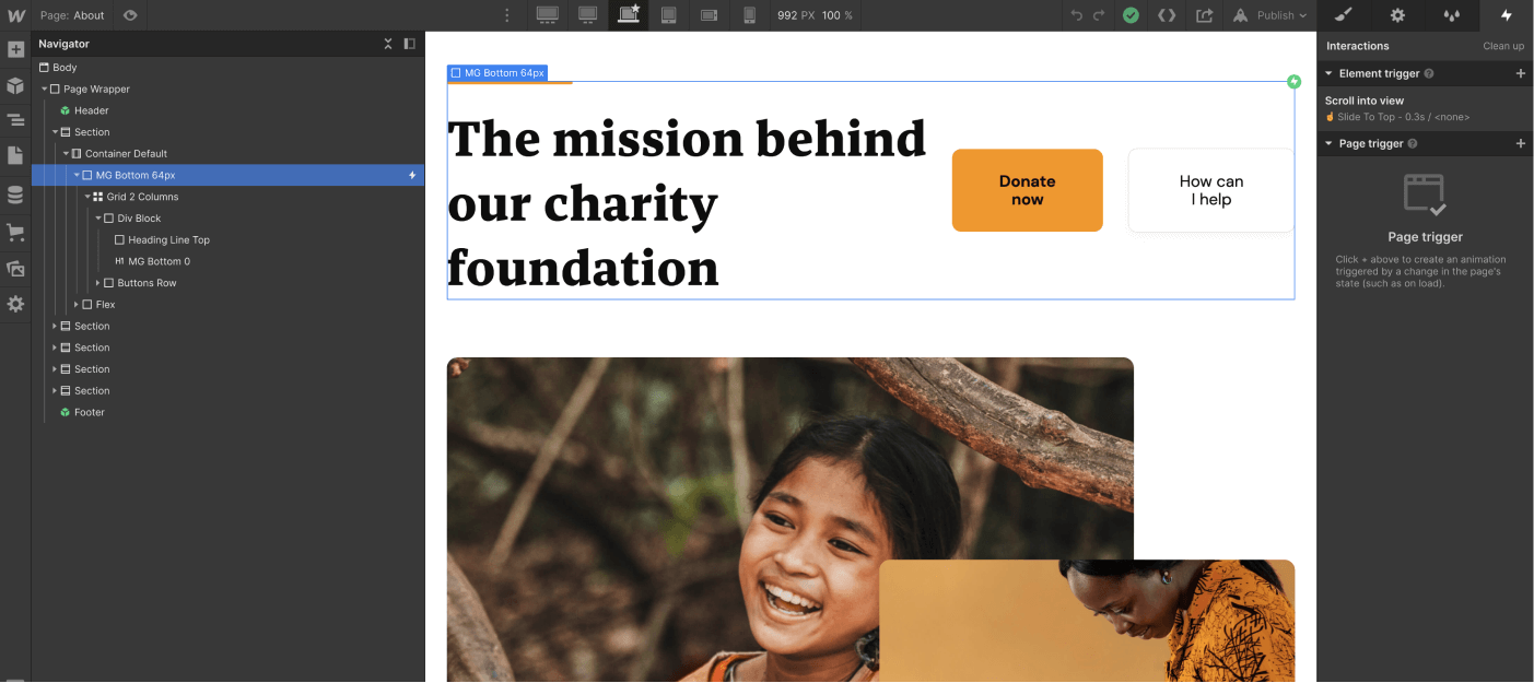 Animations - Philanthropy X Webflow Template