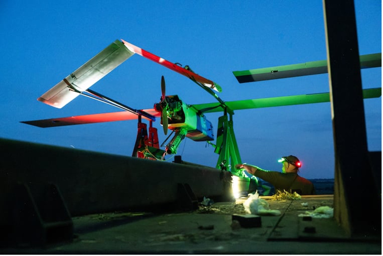 A deep strike drone being readied by Ukraine's 413th Separate Unmanned Systems Forces Regiment RAID