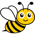 A black and yellow bumblebee graphic