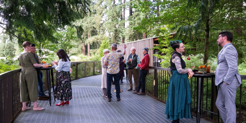 People walking in the garden