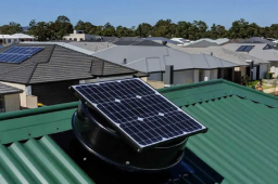 SolarKing roof ventilation fan installed on a home in Yeppoon, extracting hot air in the roof to keep houses cooler and reduce energy bills.