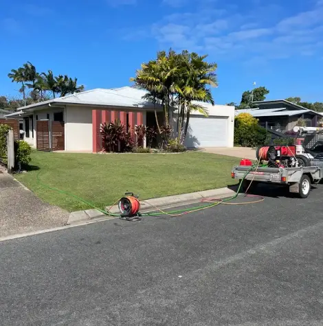 CCTV drain inspection setup at a Townsville home using advanced drain camera systems to identify and repair plumbing blockages.