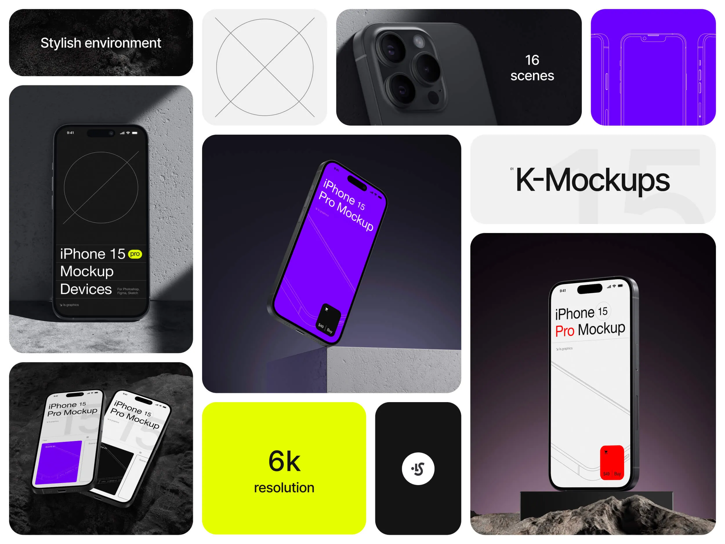 Iphone Mockups - K-Mockups iPhone 15 Pro | Available on ls.graphics