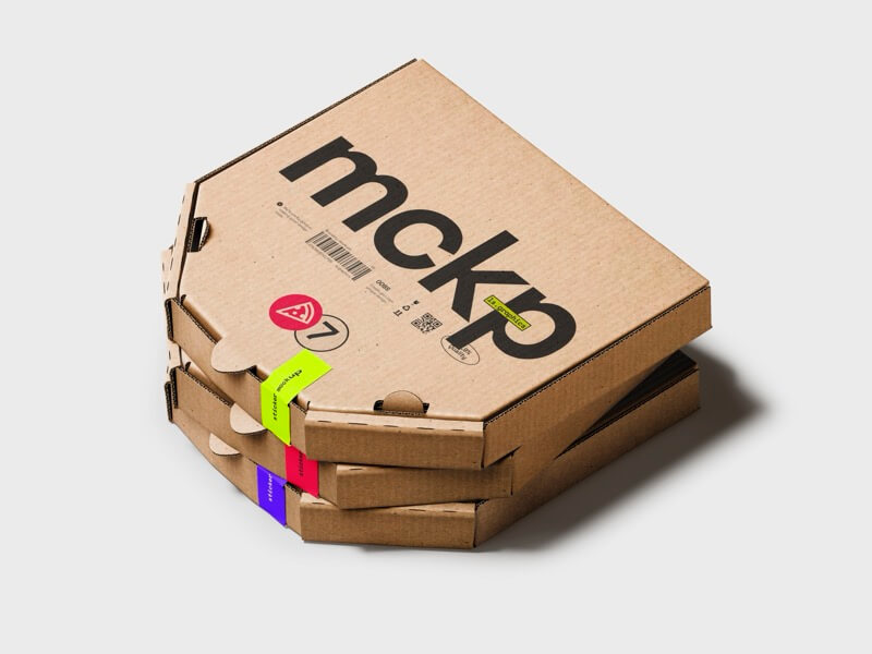 Pizza Box Mockup, Kraft, Scene 03