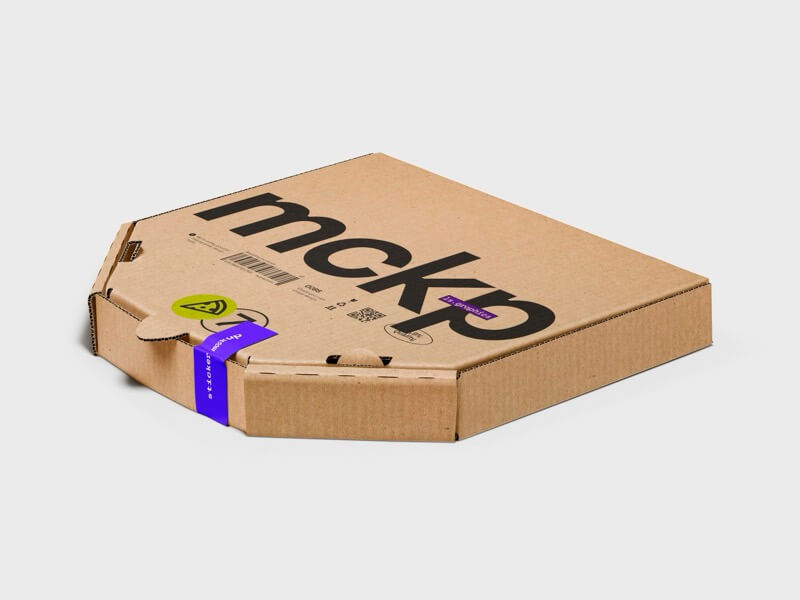 Pizza Box Mockup, Kraft, Scene 02