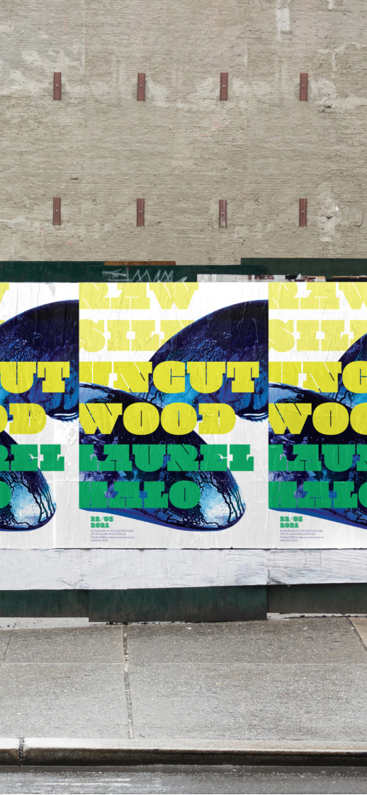 Street mockup with the concert poster shown 3 times (left and right posters are cropped to hint that the repetition of the poster continues).