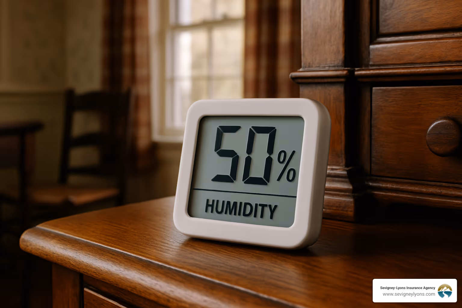 hygrometer tracking humidity levels near antique furniture - antique furniture insurance