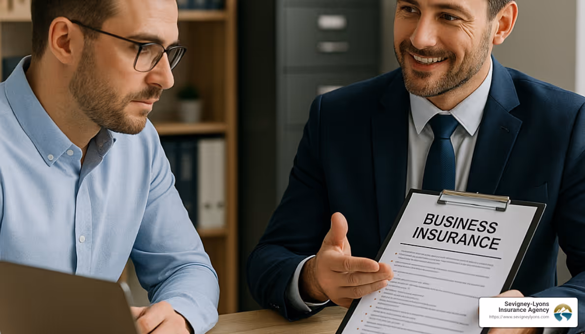 Maine coastal business district with storefronts - buy business insurance