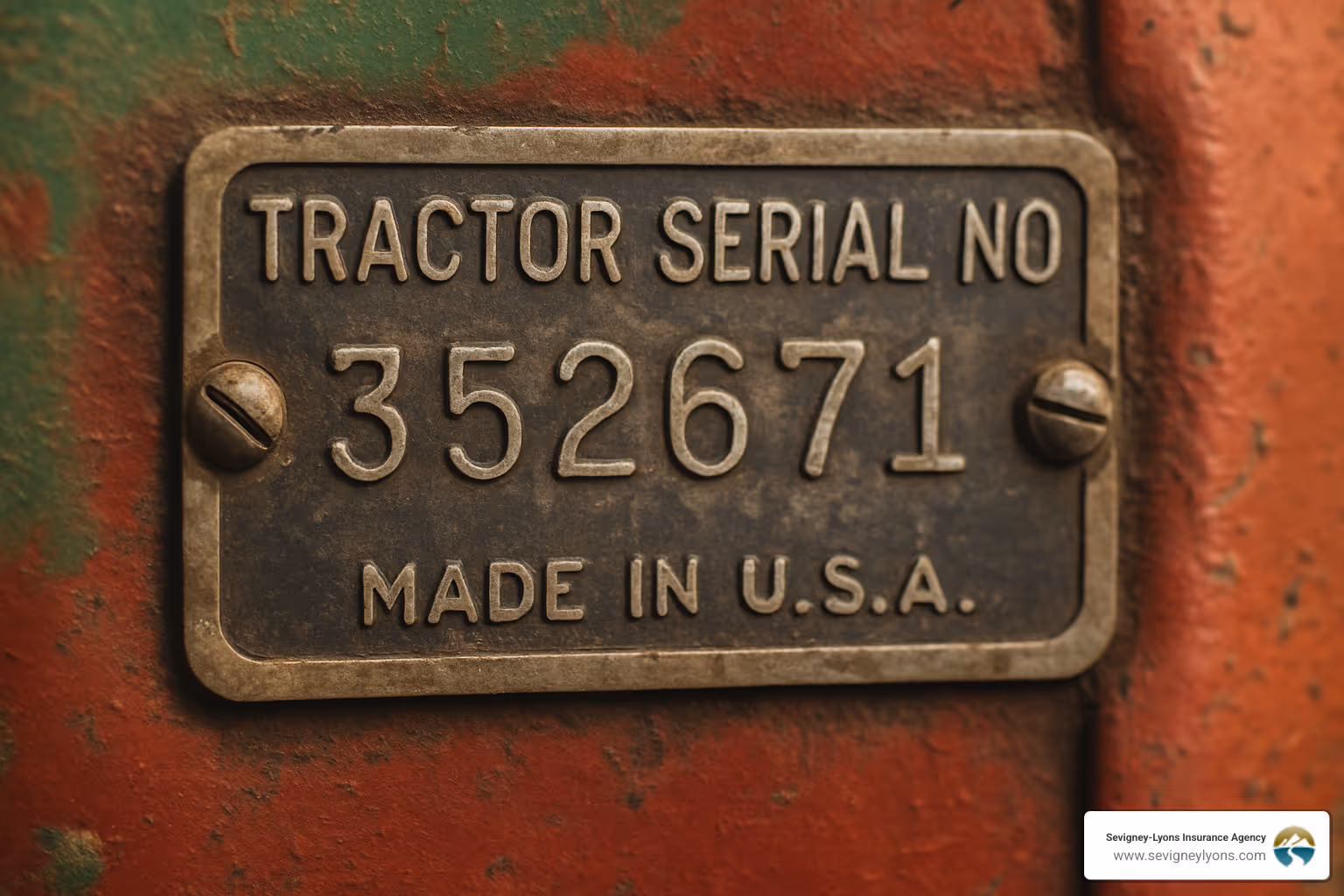 vintage tractor serial number plate - antique tractor insurance