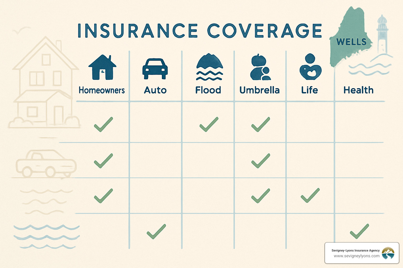 Insurance coverage comparison chart showing different policy types and protection levels for Wells Maine residents - Insurance Wells Maine Insurance coverage comparison chart showing different policy types and protection levels for Wells Maine residents - Insurance Wells Maine