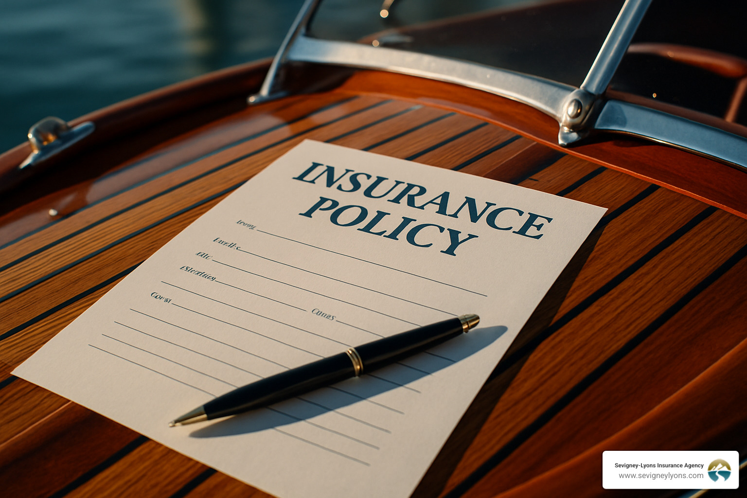 policy paperwork on a teak deck - antique boat insurance