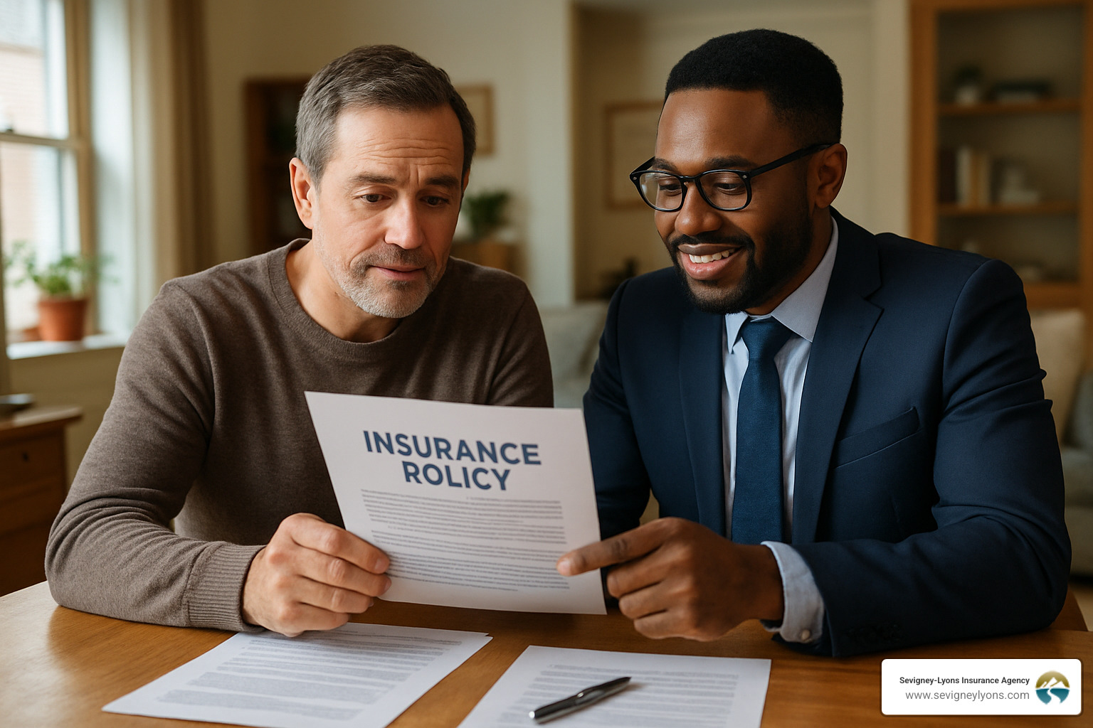 homeowner reviewing insurance policy with agent - Antiques Insurance homeowner reviewing insurance policy with agent - Antiques Insurance