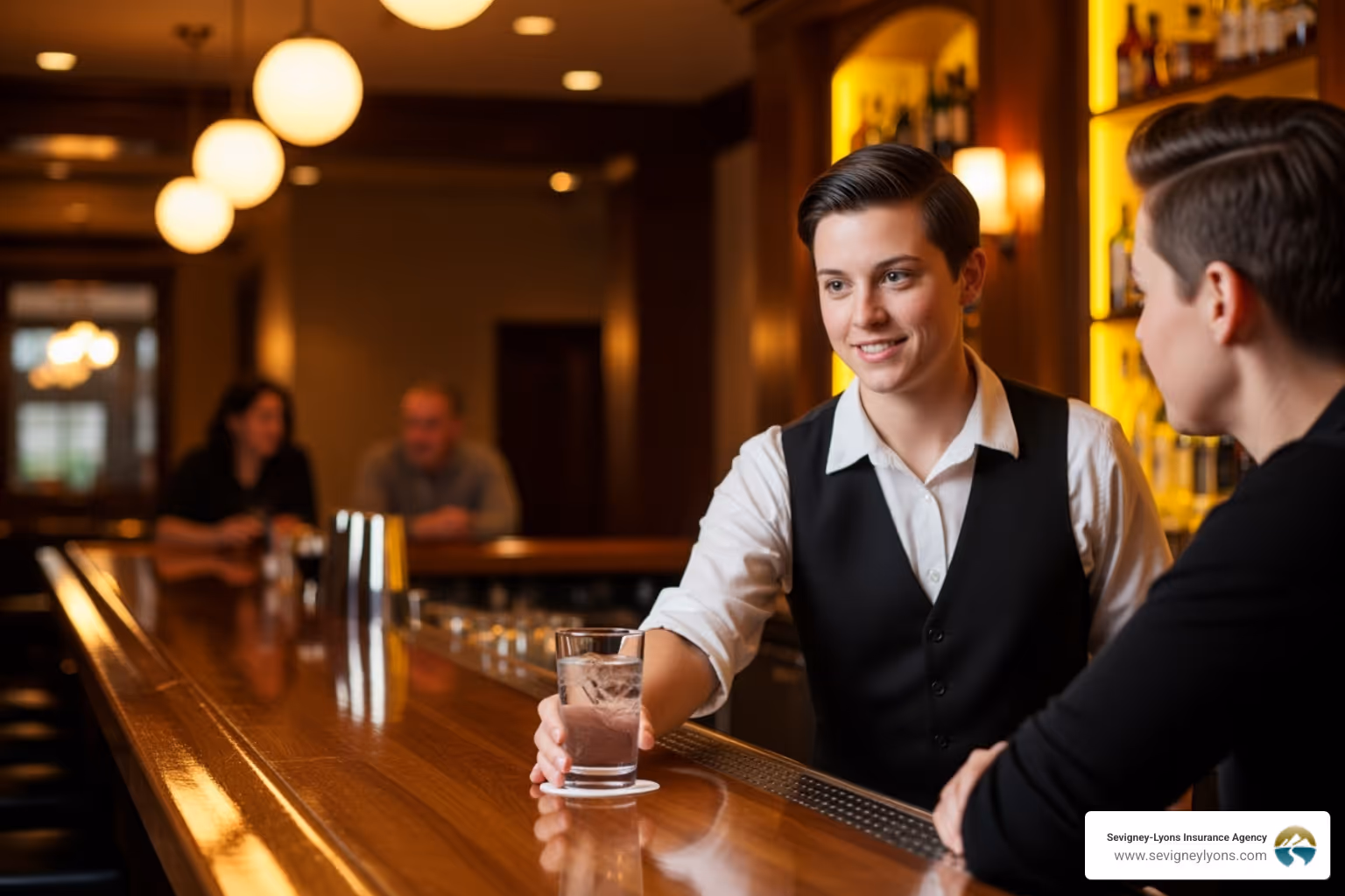 Bartender responsibly serving a customer water - dram shop insurance coverage