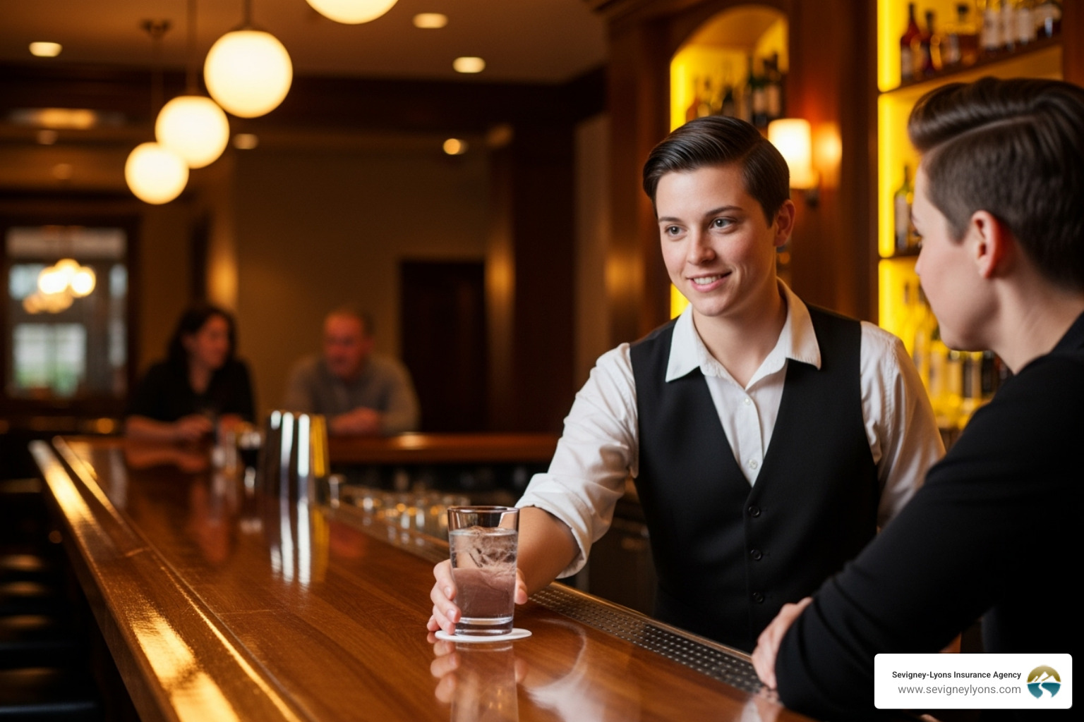 Bartender responsibly serving a customer water - dram shop insurance coverage