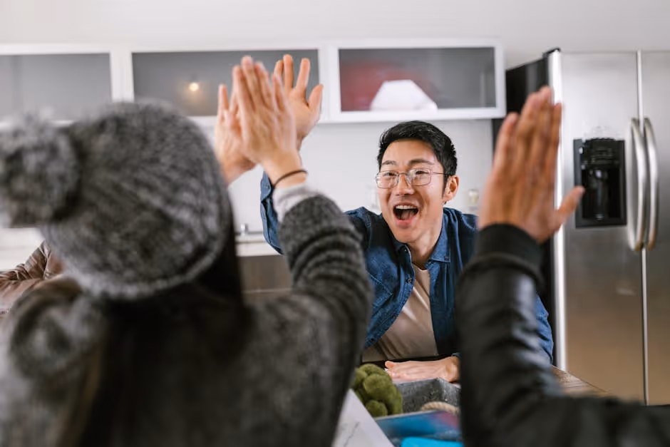Startup founders in Maine celebrating peace of mind and protection after securing liability insurance - liability insurance for startups